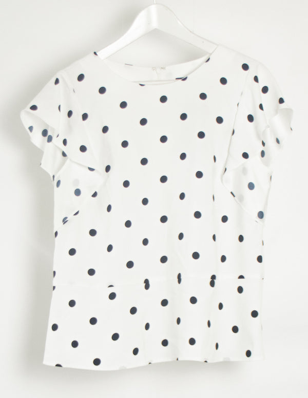 Basque Dotted White/ Black Top - Size 12