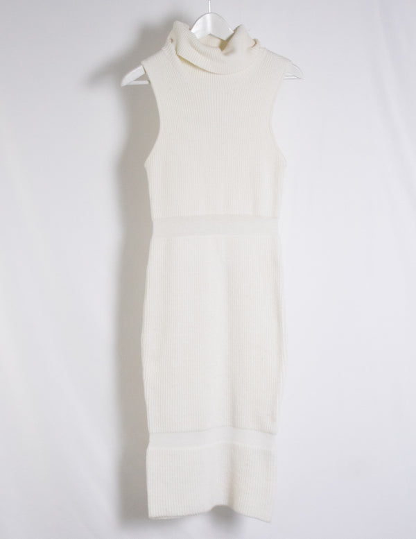 Bardot Knitted White Dress - Size 10