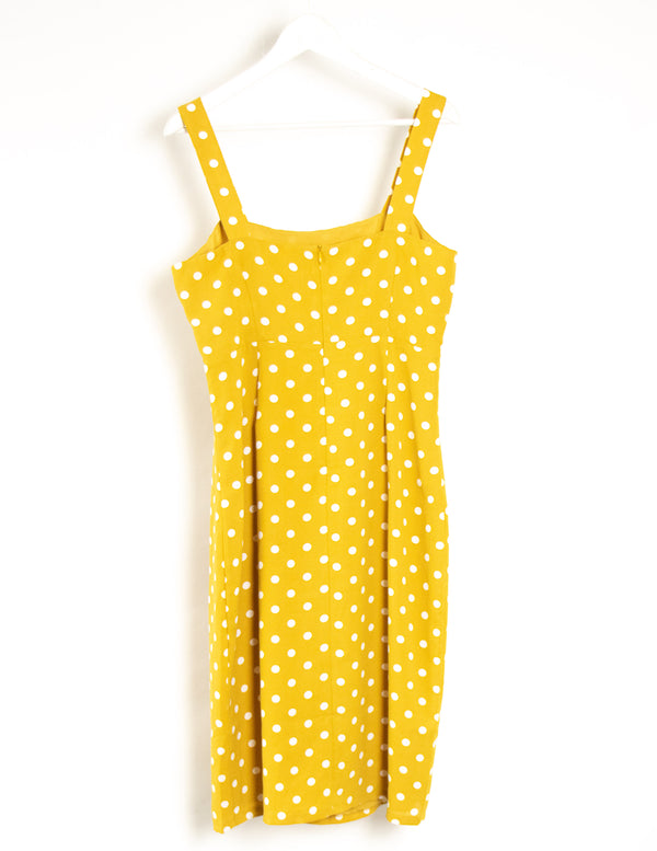 Calli Mustard Polka Dot Dress - Size 14