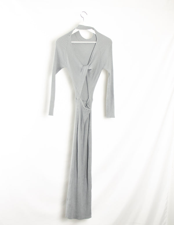 Missguided Tie Back Middaxi Grey Dress -Size 14