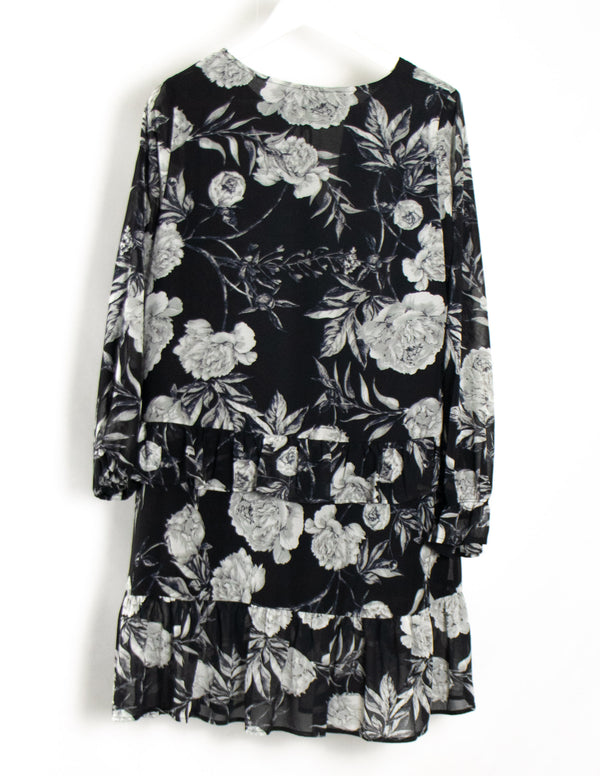 Leoni Black/White Floral Dress - Size M